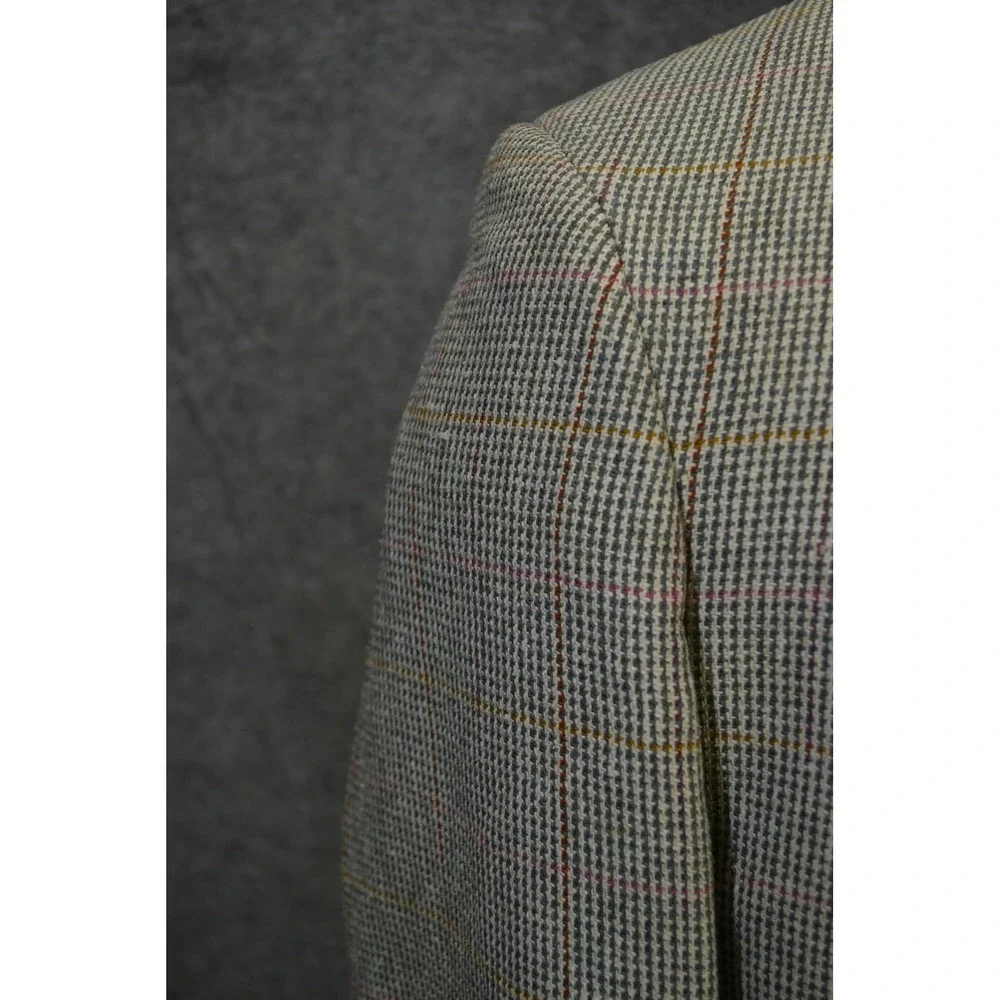 VTG Polo Ralph Lauren Blazer Mens 41L Gray Windowpane Check Made USA Sport‎ Coat
